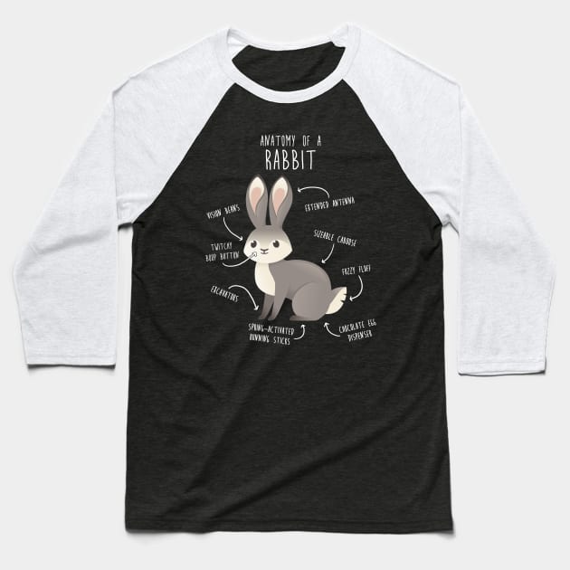 Rabbit Anatomy Baseball T-Shirt by Psitta